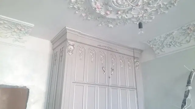 Пилястры и розетка на потолке